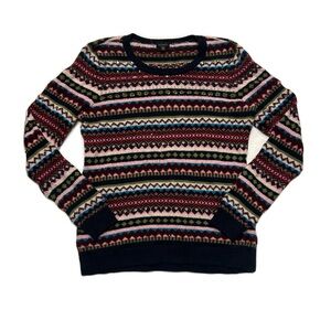 Talbots Medium Fair isle Sweater Beaded Nordic Ski Lodge Wool Blend Colorful
